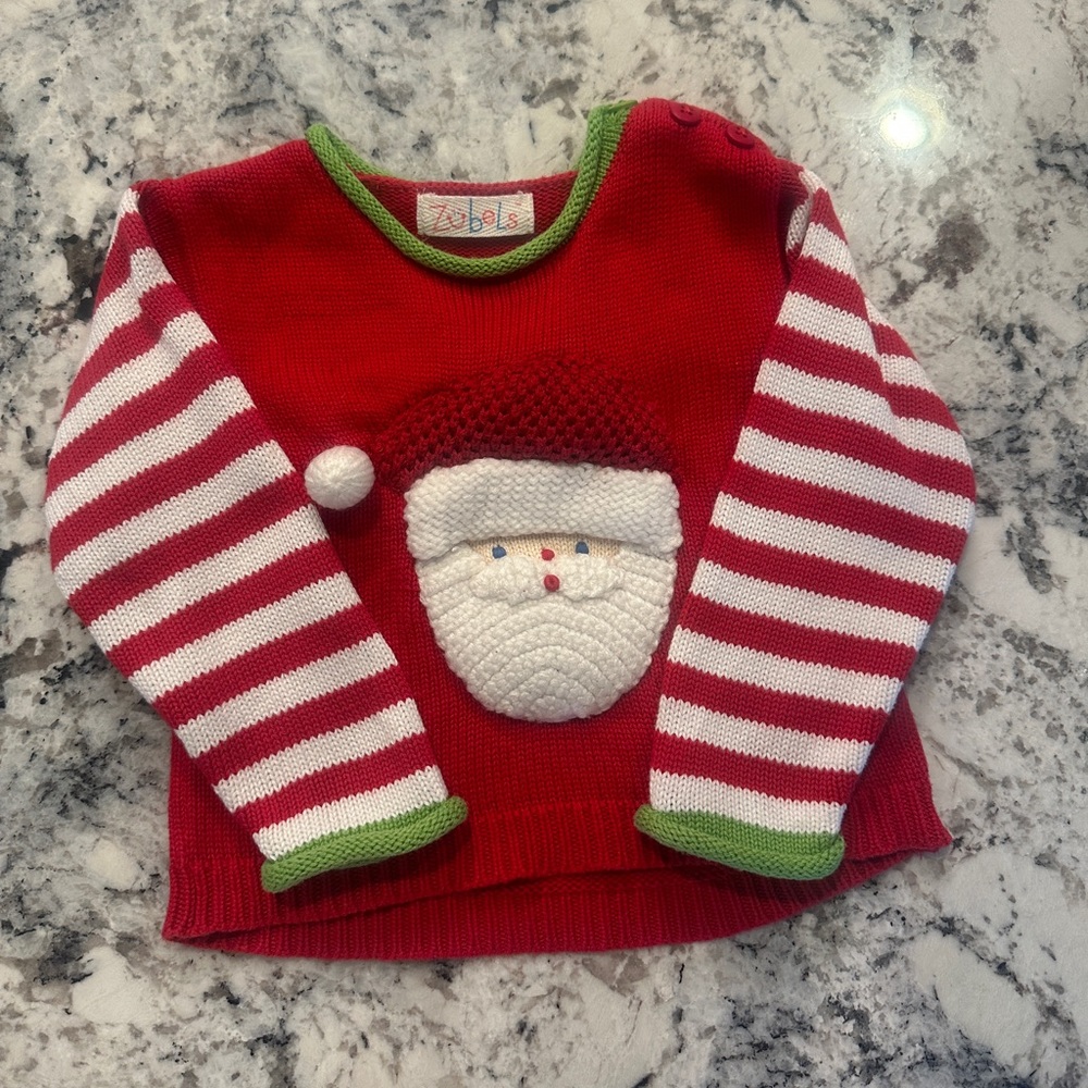 9 month Zubels Santa sweater, EUC, 100% cotton